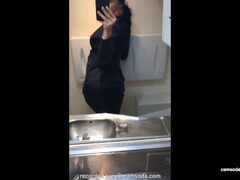 latina stewardess joins the masturbation mile high club in the lavatory and cums Thumb