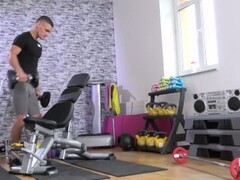 Fitness Rooms Sexy Spanish brunette covered in cum after workout fucking Thumb