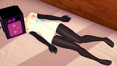 Tv woman quiere jugar con una gran polla, esta mojada y solo viste una toalla (Versi&oacute_n hentai Thumb