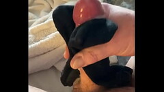 Hot dripping cum in sexy girlfriend black ankle socks Thumb