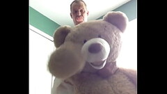 ABDL diapered sissy in pretty pink dress with teddybear Thumb