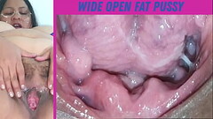 Gaping my fat and hairy pussy Thumb