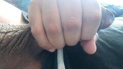 Jacking off my uncut cock, closeup. January 26, 2023. Thumb