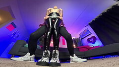 Fucked her hot latex legs and cum between Thumb