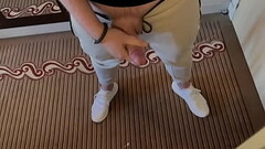 White Sneakers - White Cum / Cumshot Quickie in Adidas / Big Cock (18cm) Thumb