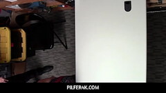 Pilfer4K -Bella Rolland In Back Office Strip and Fuck Thumb