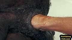 Skinny IR fisting BF fists black hairy asshole after rimjob Thumb
