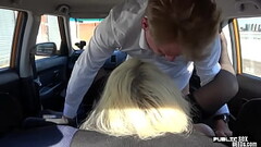Busty fakeboobs MILFY public fucked in car outdoor by hubby Thumb