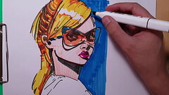 Quick Sketch with Copic Markers , the process of drawing a portrait Thumb