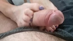 My wife gave me an incredible footjob while we were sitting outside on our front porch! Then I shot  Thumb
