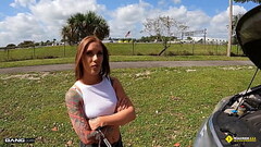 Roadside - Tattooed Babe Jae Lynn Pays Mechanic For The Car Repairs With Her Tight Pussy Thumb