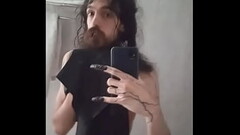 femenine boy with big cock in mirror Thumb