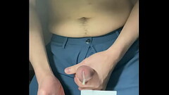 Cam fun and cum with wearing suit pants Thumb