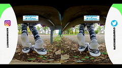 [VR180 - 3D] Girl with sweaty adidas sneakers and totally dirty stinky socks smelly feet and lick he Thumb
