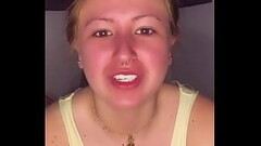 Teen girl shaking her boobs for gifts on a live. (Slow motion) Thumb