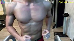 Hot Asian guy training hard his pecs for nipple play! Thumb