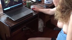 HAIRY WIFE MASTURBATES WATCHING PORN IN FRONT OF HER SON'_S FRIEND AND ASKS HER TO FUCK HER ALL  Thumb