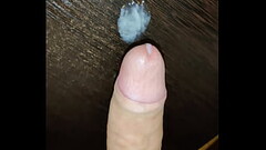 Cumming without hands from a dildo Thumb