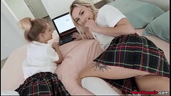 Blonde stepsister Riley Star and BFF Chloe Temple fucked by stepbrother in threesome Thumb